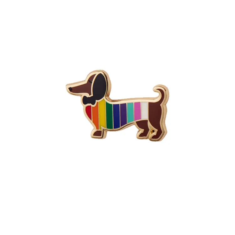 Manufacture Hot Dog Dachshund Soft Hard Enamel Pin Custom Logo Rainbow Cowboy Sausage Dog Lapel Pin Badge Brooch Souvenir Gift