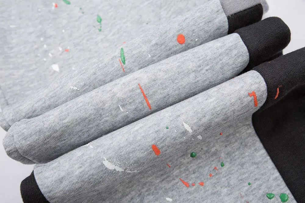 QYOURECLO Custom Logo Casual Men Jogger Pants Patchwork Graffiti Cotton Elastic Waistband Mens Stacked Flare Sweatpants