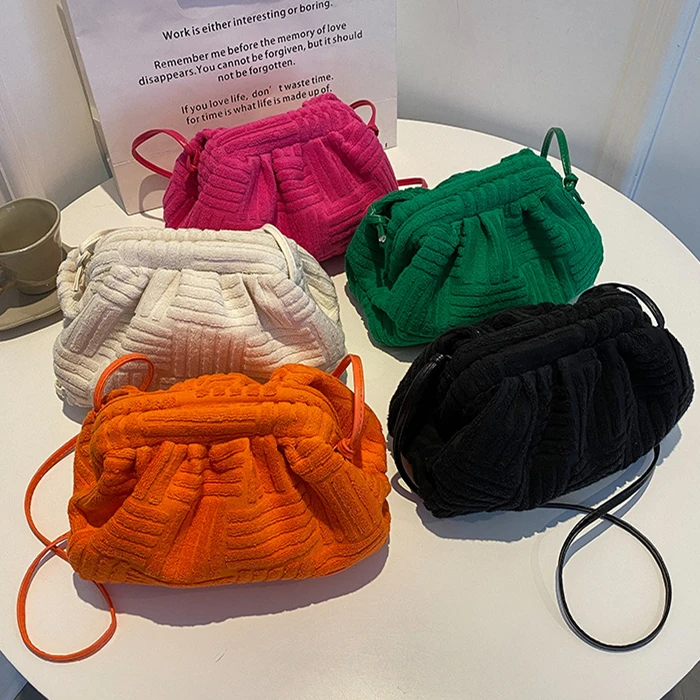 Luxury new towel bag handbag women fashion popular portable bucket bags chain shoulder messenger bag