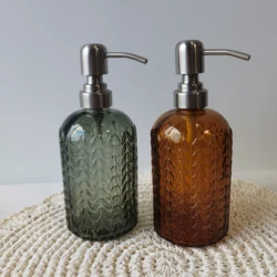 Bathroom accessories fall decorative glass shampoo bottles lotion soap Liquid Soap Dispenser bottles with metal pump