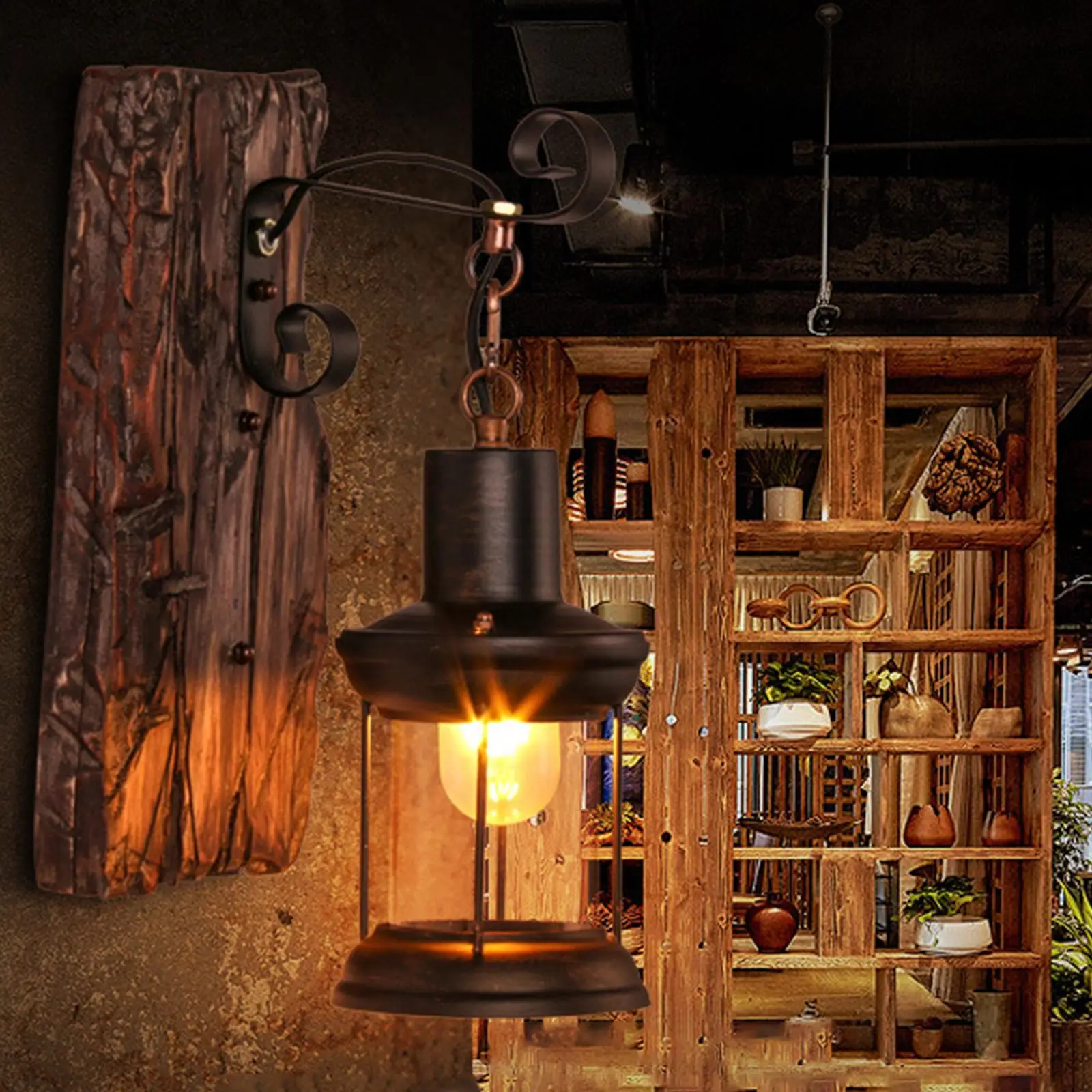 Timjay Antique Style Industrial Decorate Iron Metal Art for Bar Loft Corridor led Wood Wall Sconce Light E27 Rustic Wall Lamp