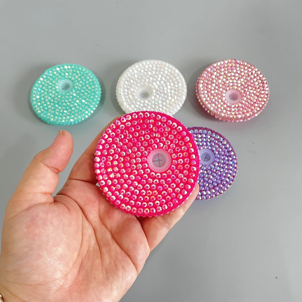 rhinestone bling Acrylic lids for 16oz 20oz glass can colorful shiny lid for 12oz 15oz double wall snow globe glass can