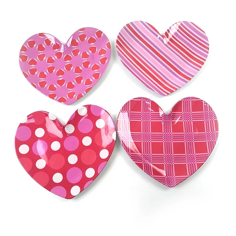 Good Quality Valentine Melamine Heart Shape Plates set Dishes for Dinnerware wholesales