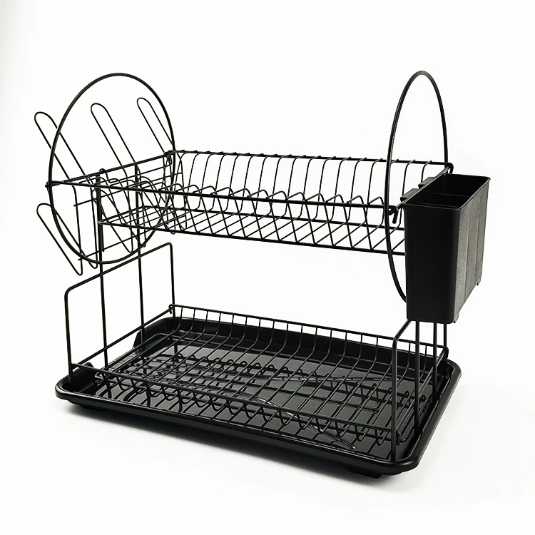 BX durable metal dish rack dish rack drainer black dish drying rack drainboard set for kitchen