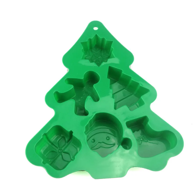 Silicone 6 Cavity Christmas Tree Santa Mould Baking & pastry tools Lollipop Mold  Dessert Silicone Ice Mold Via supplier Kangkai