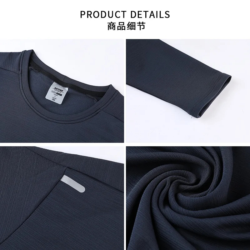 Running sweatshirts reflective logo sportswear custom logo quick dry long sleeve mens fieness shirts gym shirts men