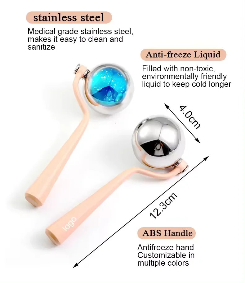 BL Luxury Face Cooling Massage Stainless Steel Rotate 360 Ice Globe Facial Roller for Beauty Cooling Facial Massager