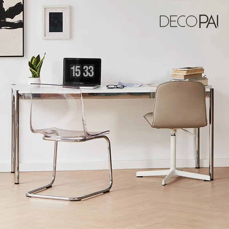 swiss designer stainless steel desk living room large long desk studio modern minimalist long table nordic home