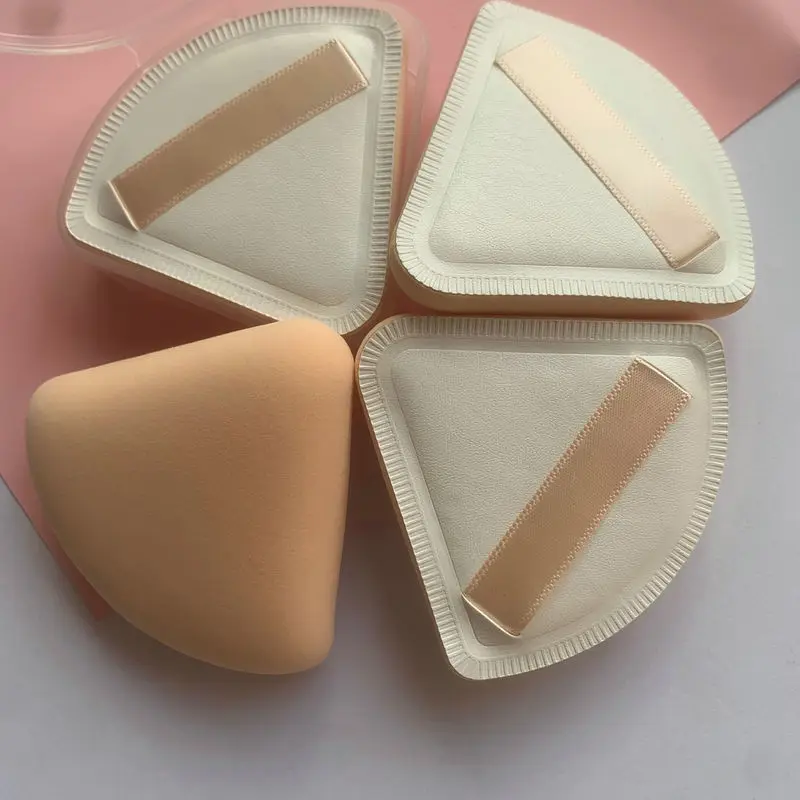 Custom fan-shaped cotton  air cushion powder puff  PU+ hydrophilic polyurethane foundation sponge cosmetic puff