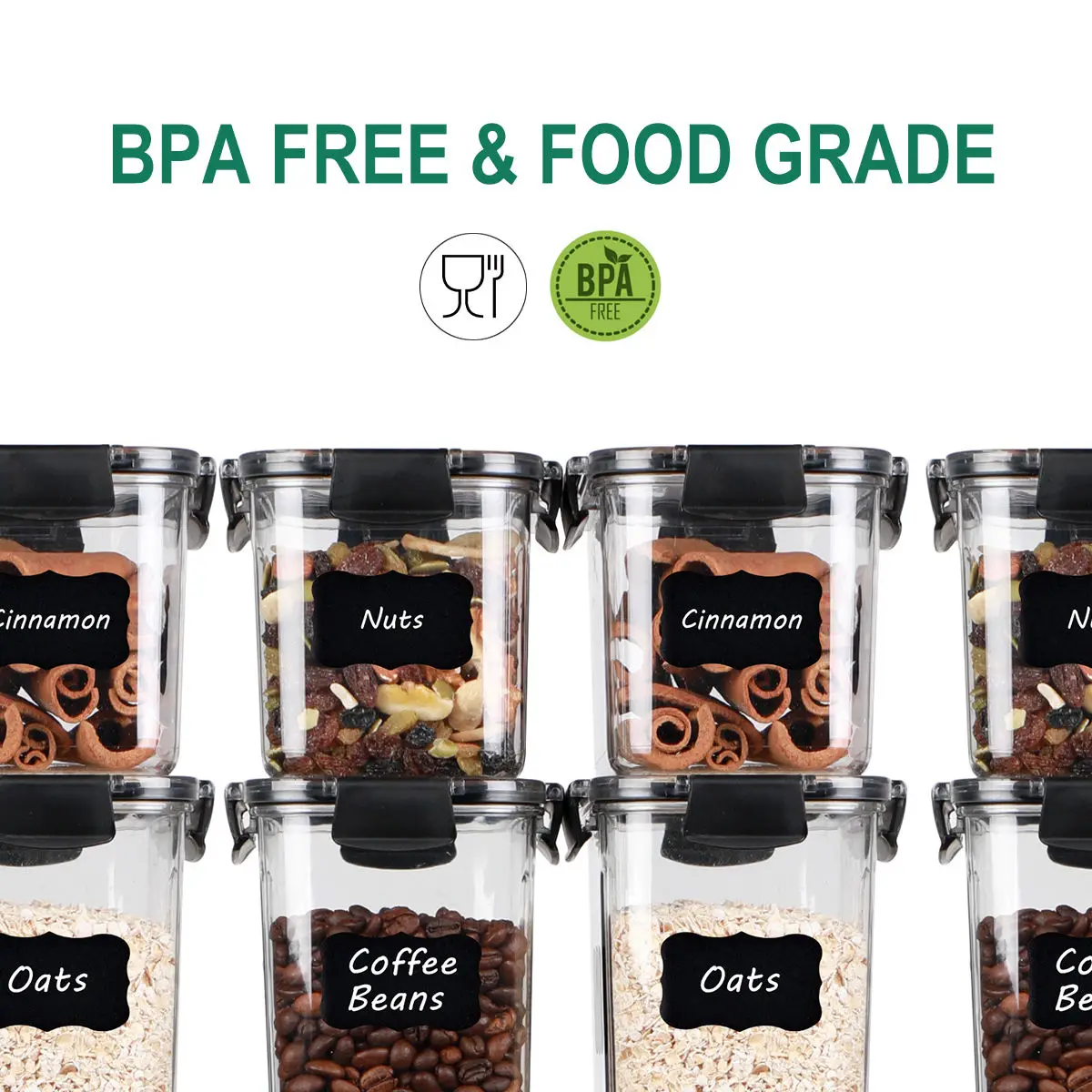 24 Pack Airtight Food Storage Container Set,Plastic Cereal Containers Storage Set With Lids,Bpa Free Spaghetti Container