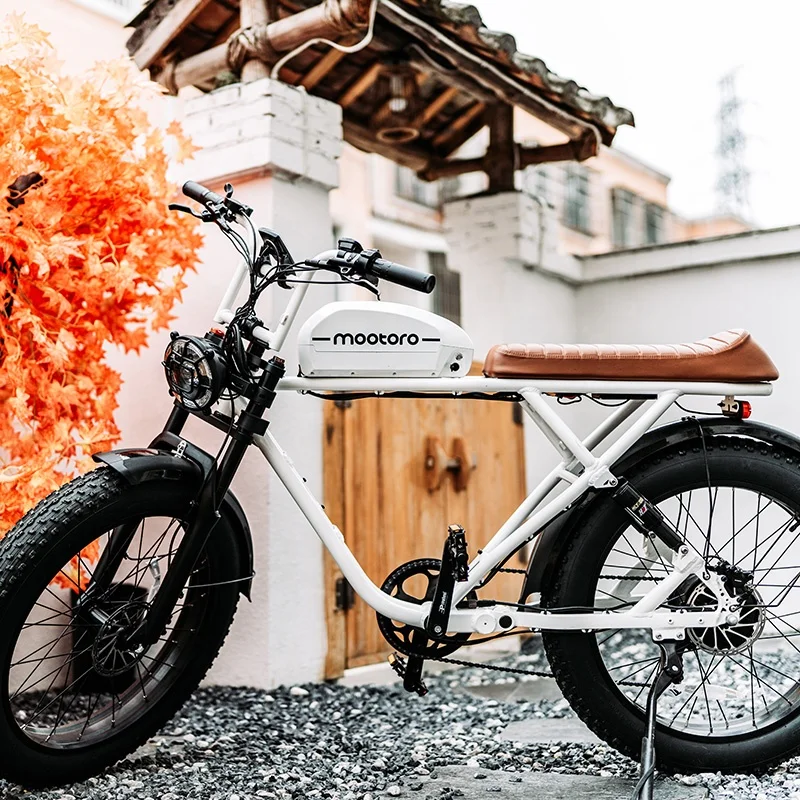 Mootoro 1000W 52V Electric Cafe Racer Mountain Bike Full Dual Suspension Bicicleta Electrica Hydraulic Sensor Chopper Bicycle