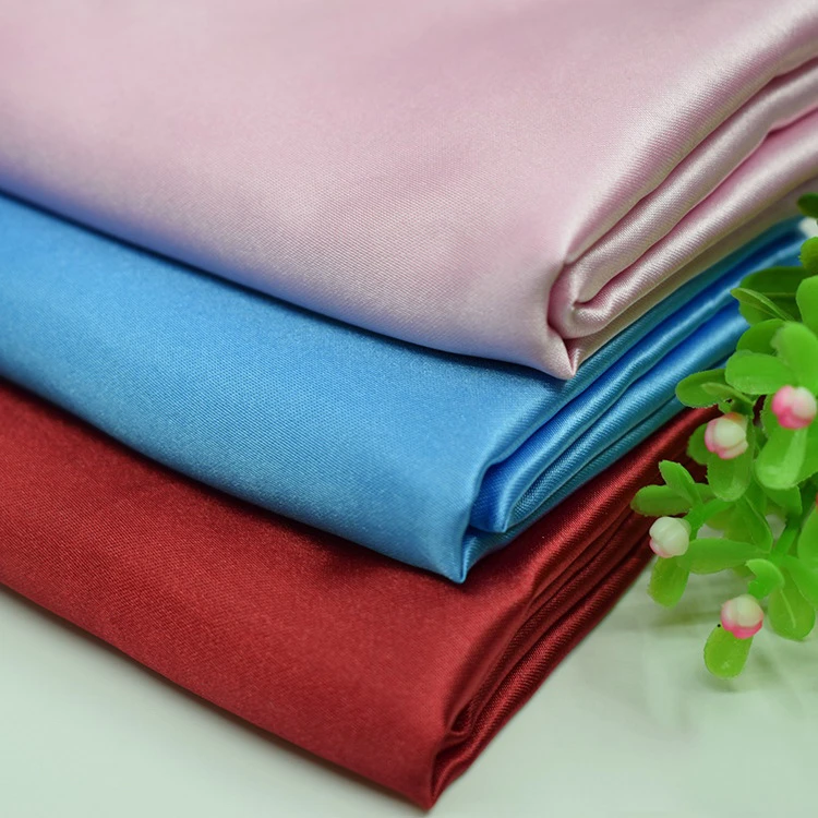 100% Polyester 50D*75D Colorful Customized Wholesale Luxury Shiny Satin Fabric for Wedding/Dress