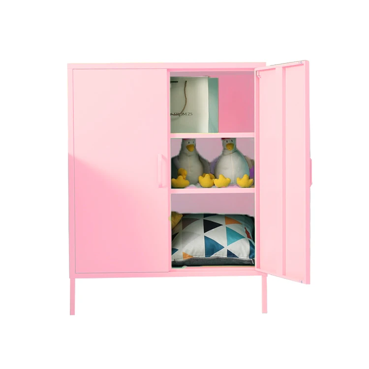 Modern style living cabinet Custom steel file cabinet double  doors metal beautiful pink file cabinet
