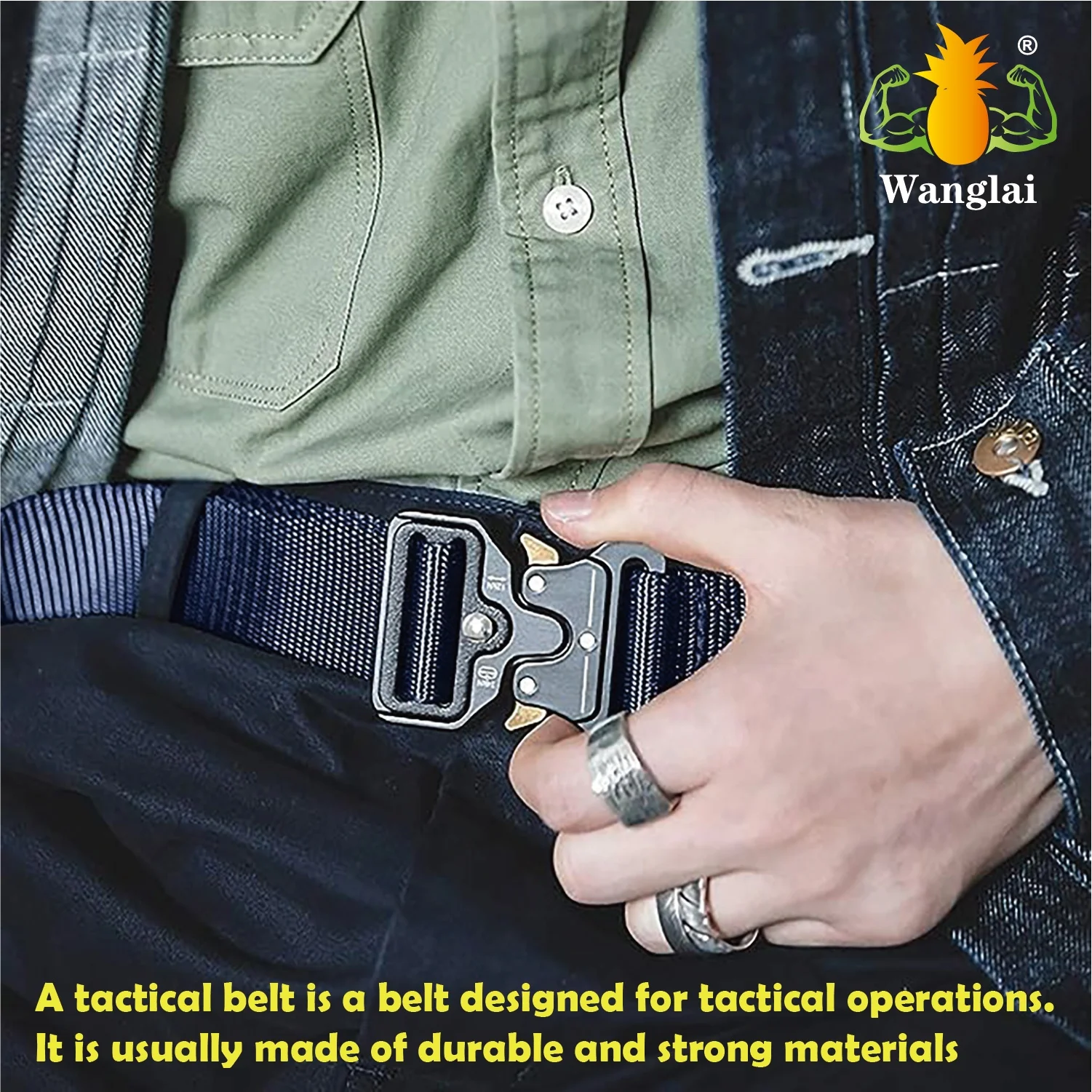 Custom Heavy Duty Nylon Tactical Belt Adjustable Durable for Outdoors Casual Fashion Use with Custom Logo Polyester Webbing Belt