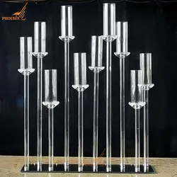 Factory Hot Sale 10 Arms Candle Holders Crystal Candelabra Centerpieces Glass For Wedding Decoration