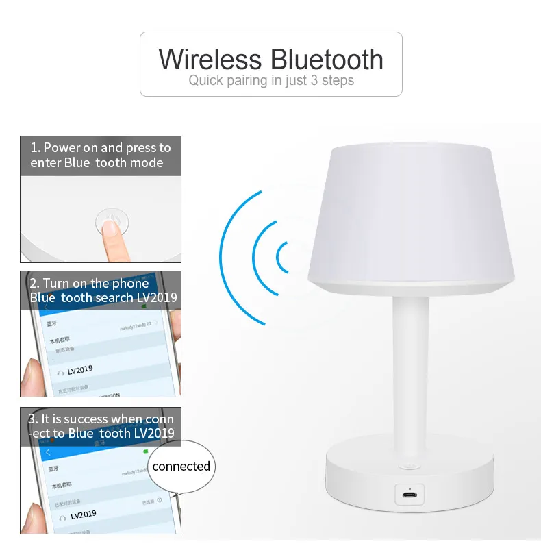 night light led table lamp cordless for living room bluetooth portable speaker with night light