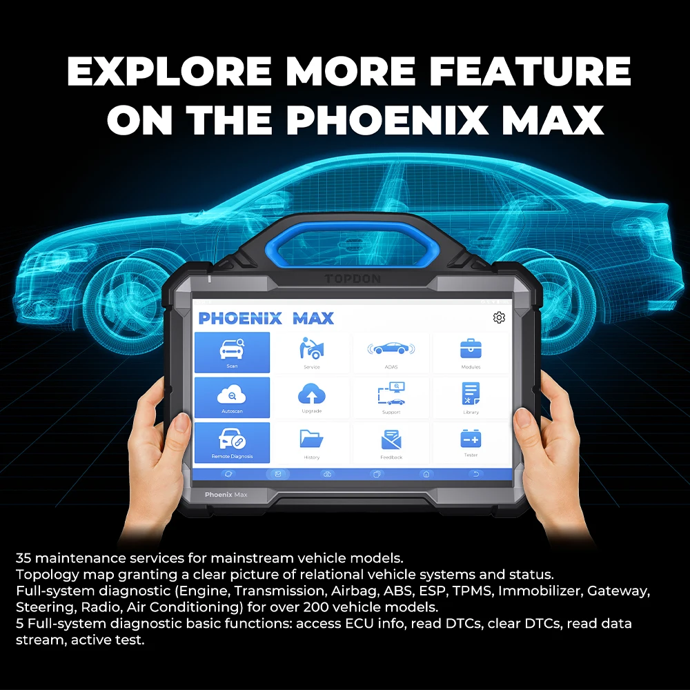 Профессиональный Автомобильный Диагностический прибор TOPDON Phoenix Max с бесплатным обновлением сканер OBD2 диагностический
