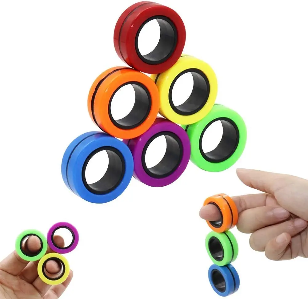 
Hotsale Magnetic Rings Fidget Toys Professional Fidget Spinner Stress Relief Rings Props, Colorful Training Relieves Reducer Toy 