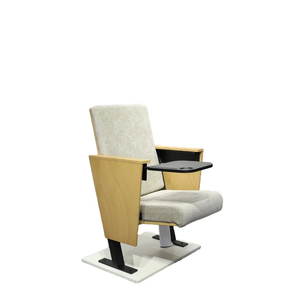 Высококачественный металлический стул с черным покрытием для церковной аудитории, стул для университетской аудитории, стул для театра, деревянное сидение