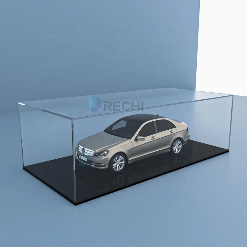 RECHI Illuminated Acrylic Garage Kit Storage Display Box Acrylic Toy Car Model Display Showcase With Led Light & Dust-proof Box