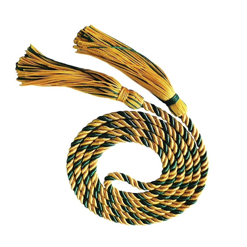 
Wholesale factory directly two color Gold/Kelly Green multicolor Decorative Graduation Cords honor Graduation Honor Cords 