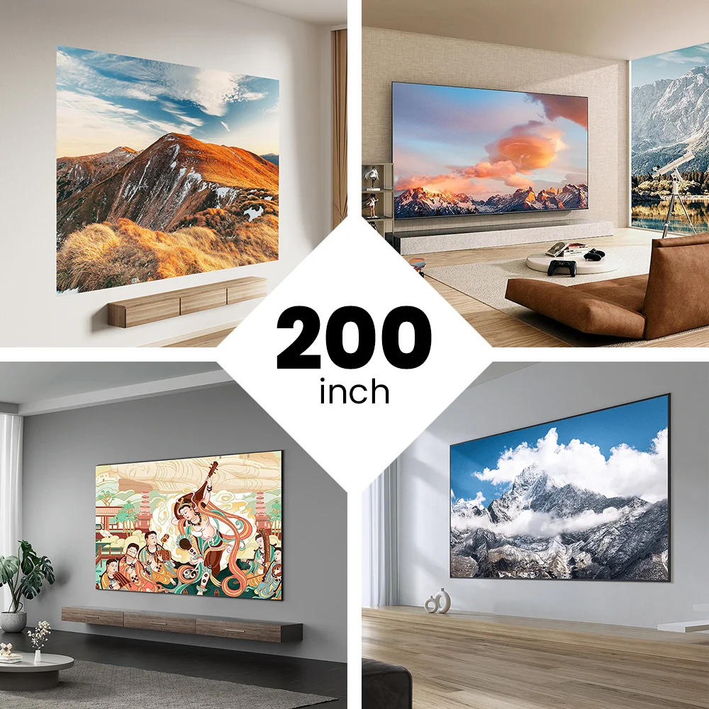 2023 300 ANSI Lumens 4K 23 languages 1920x1080P Auto 4D Keystone Correction  Portable Camping Full HD LED Projector