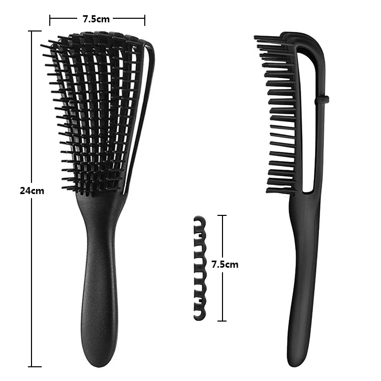 Wholesale High Quality Afro America Woman Products 8 Rows Detangling Massage Hair Brush For Curly Hair Brush Plastic Hair Comb