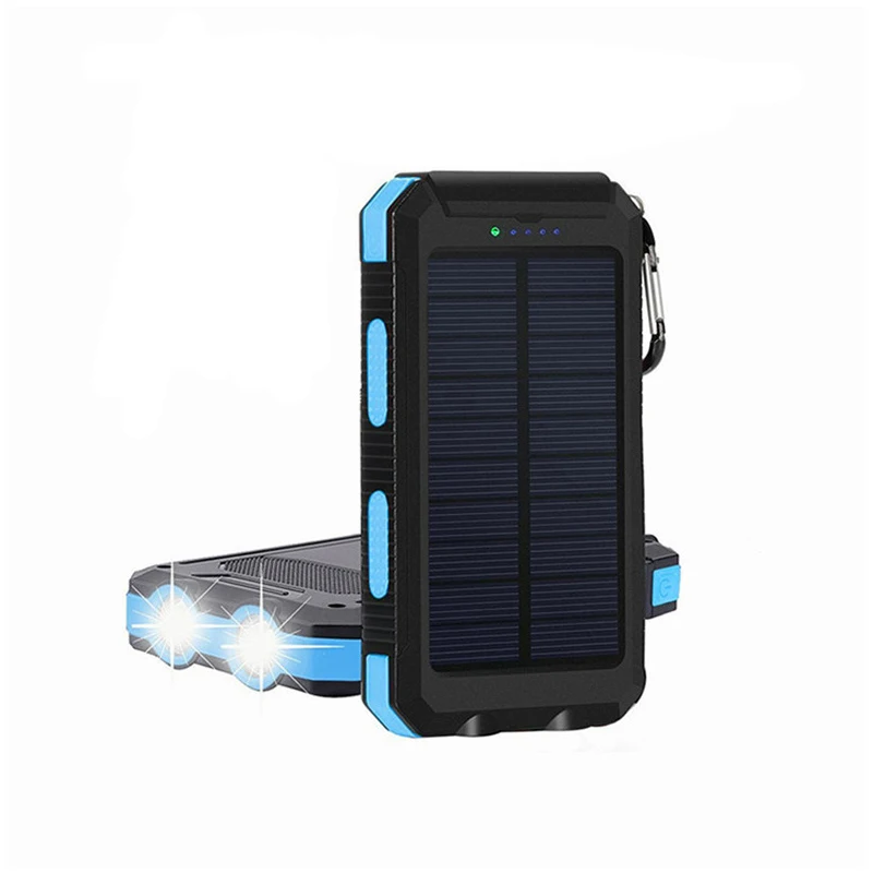 Portable IP67 Waterproof Dustproof Outdoor Travel Solar Power Bank 20000mAh Charger with Compass LED light Dual USB Port