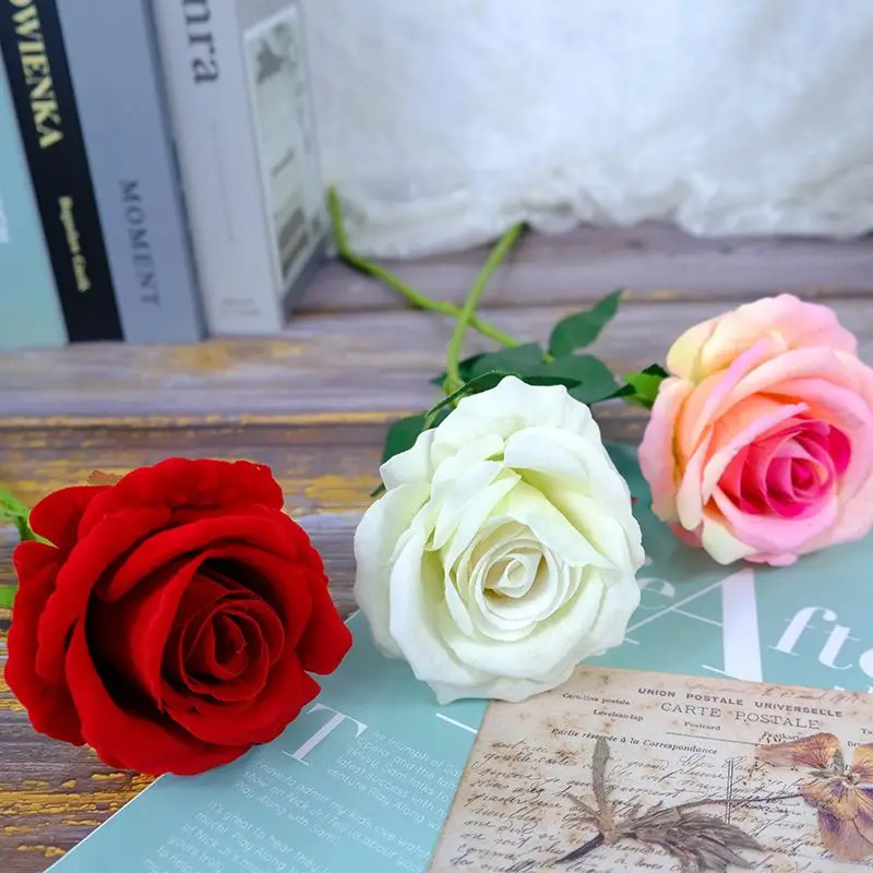 Everongflower Wholesale velvet Rose Artificial Flowers Decorative Flower For Home party Wedding Decorate