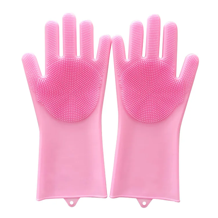 Hot Sale kitchen Dishwashing Scrubber Dish Washing Rubber Silicone Gloves For Dish Washing
