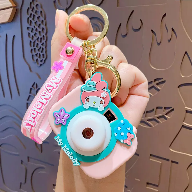 HL Hot Selling Kawaii My Melody Hi Kitty Kuromi Projection Camera Sanrioed Keychain Women Bag Pendant Key Chain Sanria Wholesale