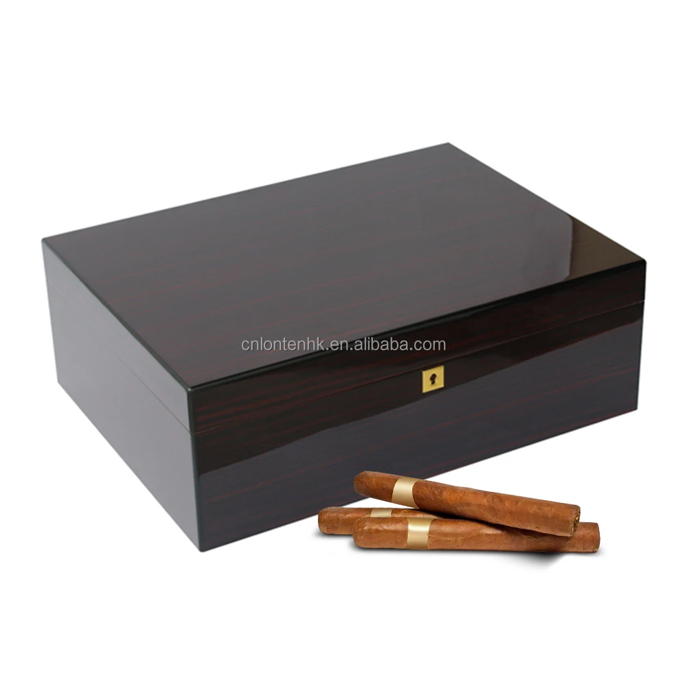 wholesale custom spanish cedar wooden box with hygrometer humidifier solution desktop luxury humidor cigar box