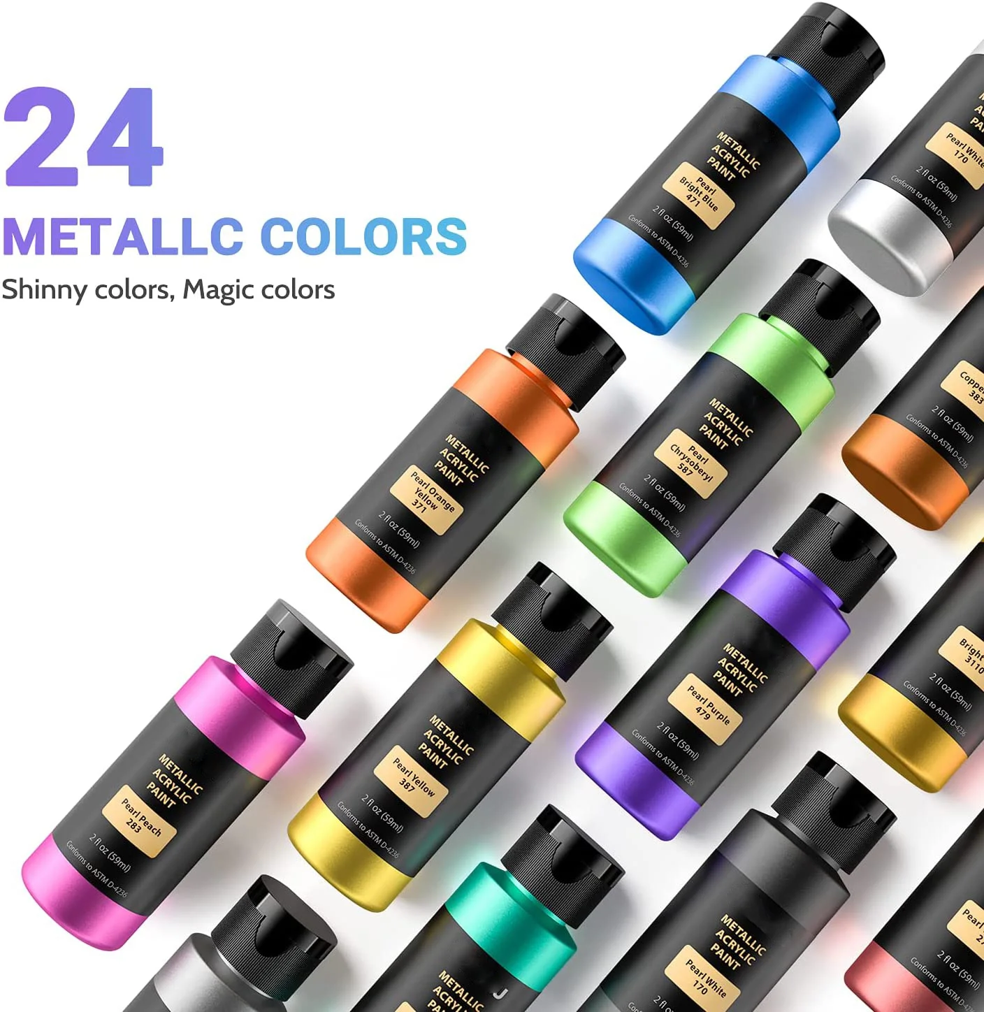 24 vivid metallic acrylic paint set colors professional paints acrylic for artist and student