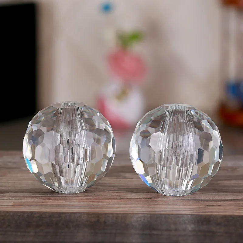 Solid faceted Crystal Glass sphere Ball with hole for table lamp MH-Q0220