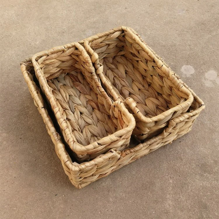 High quality handmade wicker storage baskets straw tissue box water hyacinth basket with available size