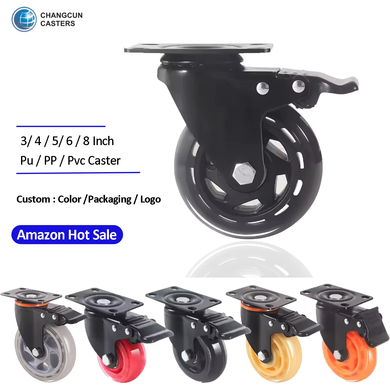 4 Inch Pu Ruote Carrello 360 Trolly Wheel Heavy Duty Caster Polyurethane  Furniture Casters Wheel With Bearings