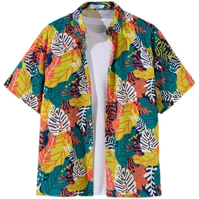 High Quality Factory Supplier Custom Fashion Printed Pattern  hawaiian Beach floral shirt short sleeve T shirts for Holiday