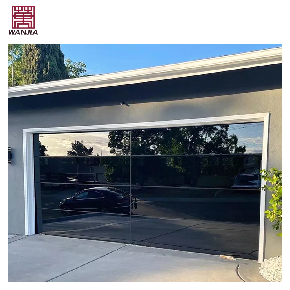Manufacturer Custom Home Garage Door Residential Automatic Mirror Glass Aluminum Garage Door