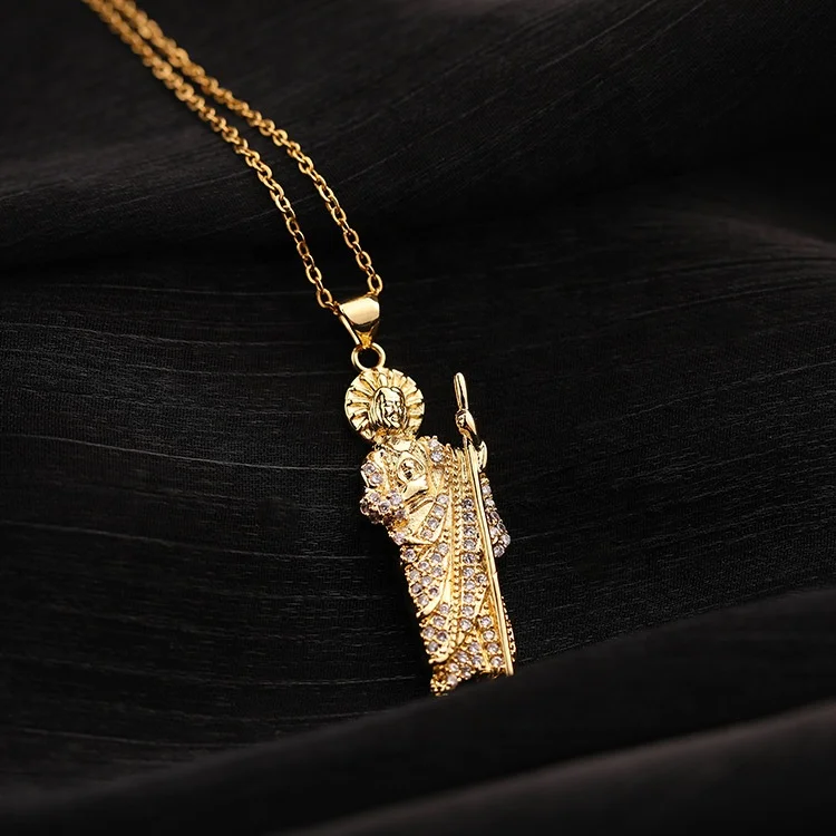Punk Style Fashion Luxury 18K Gold Plated Copper CZ Crystal Zircon Death Scythe Pendant Necklace for Women Men