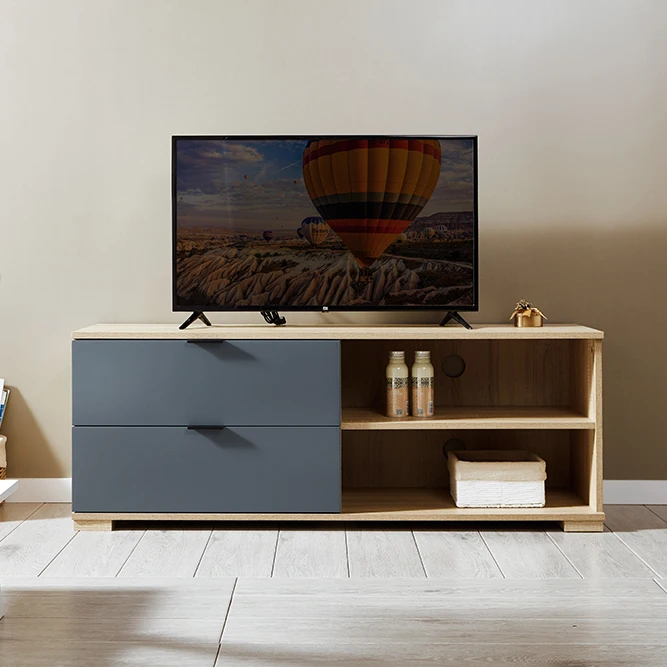 Factory Promotion Lacquer High Gloss TV Unit With Fireplace In OAK Colour For Living Room meuble tv