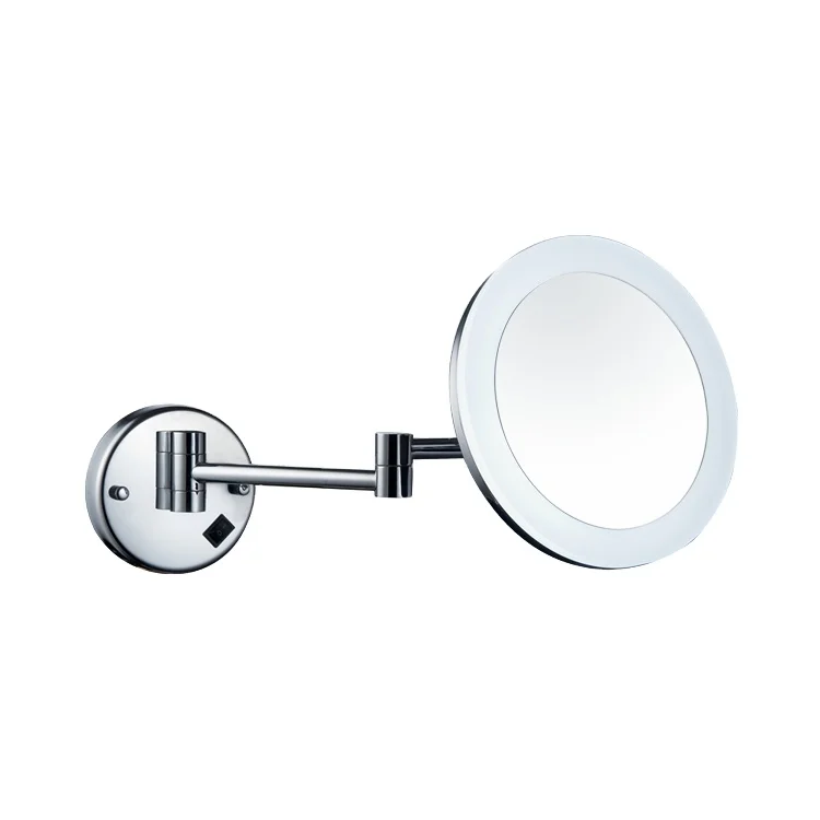 HSY1010 Hotel Swivel Silver acrylic bathroom mirror with 3x/5x/7x Magnifying , 3000/6000k LED