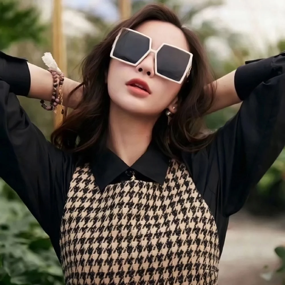 Модные UV400 с логотипом квадратная большая оправа черные оттенки роскошные брендовые солнцезащитные очки большие речные