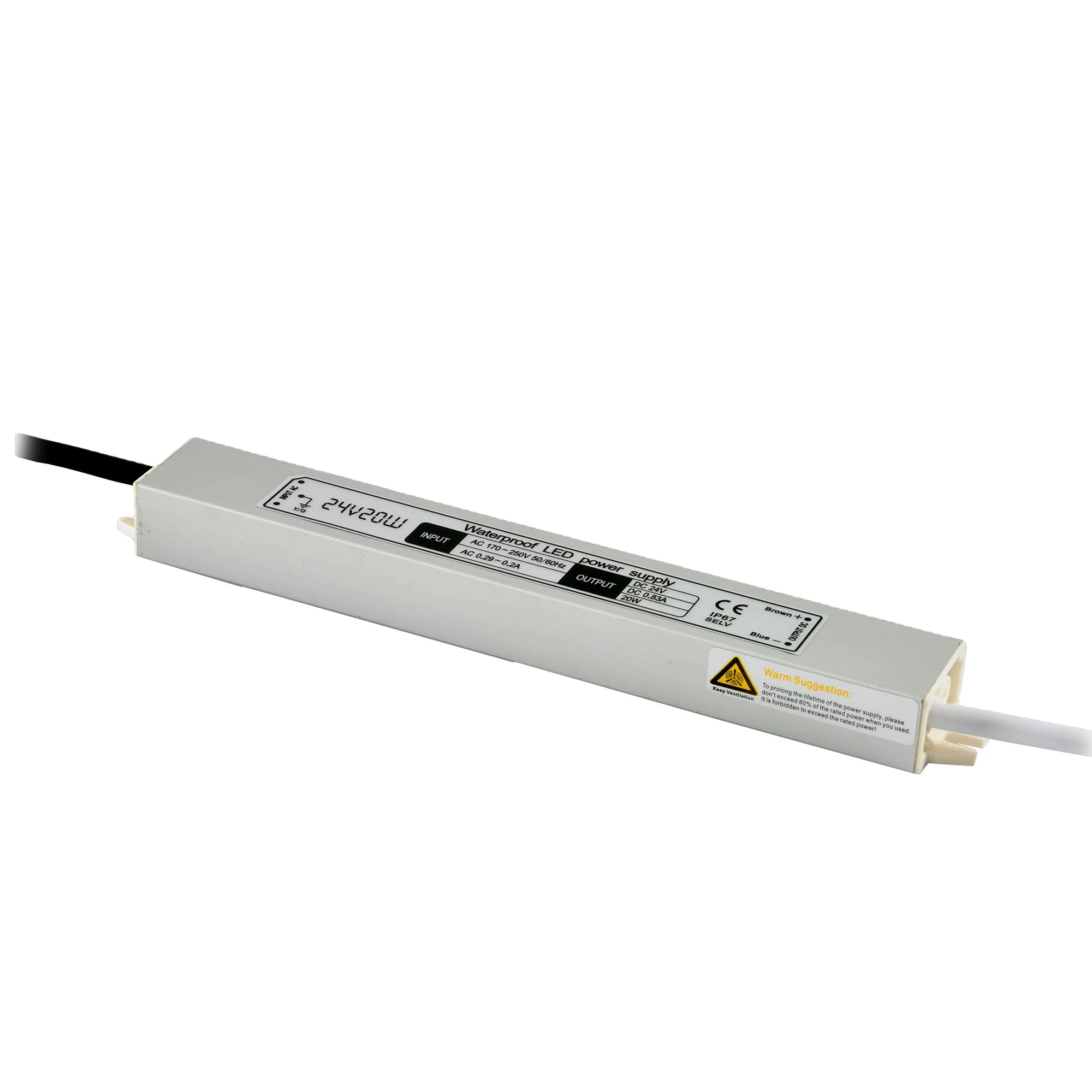 Hot sale IP67 waterproof 100-264v ac to dc 24v 12v 20w 30w 50w 60w 100w 150w led power supply