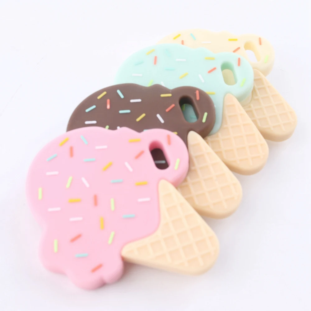 Силиконовый Прорезыватель для зубов, мягкая игрушка для мороженого, не содержит BPA, нетоксичный, 100% натуральный каучук