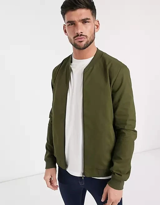 Spring Antumn men bomber jacket with polyester fabric and customize color