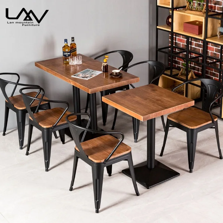 Classical Metal Dining Set Chaise Restaurant Furniture Dining room Table and Chair Sets Coffee Set