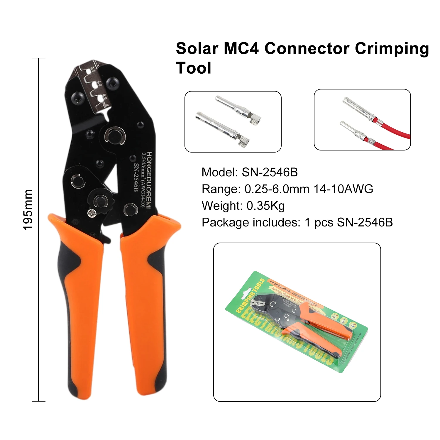 Hand Portable Adjusting Insulated Ratcheting MC4 Solar panel Tubular Terminals Crimping Tools Set SN-2546B Plier