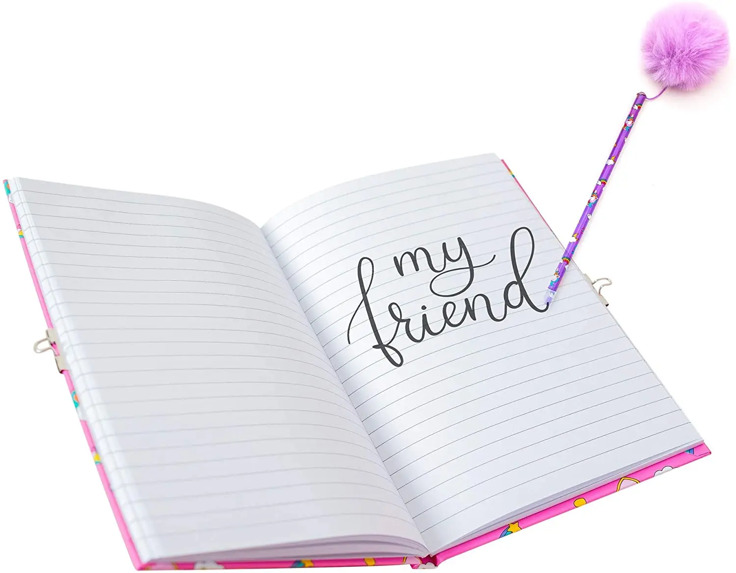 Unicorn Stationary Set My Secret Diary Fluffy Pens Case Pocket Notebook Mini Notebook Gift for Girls