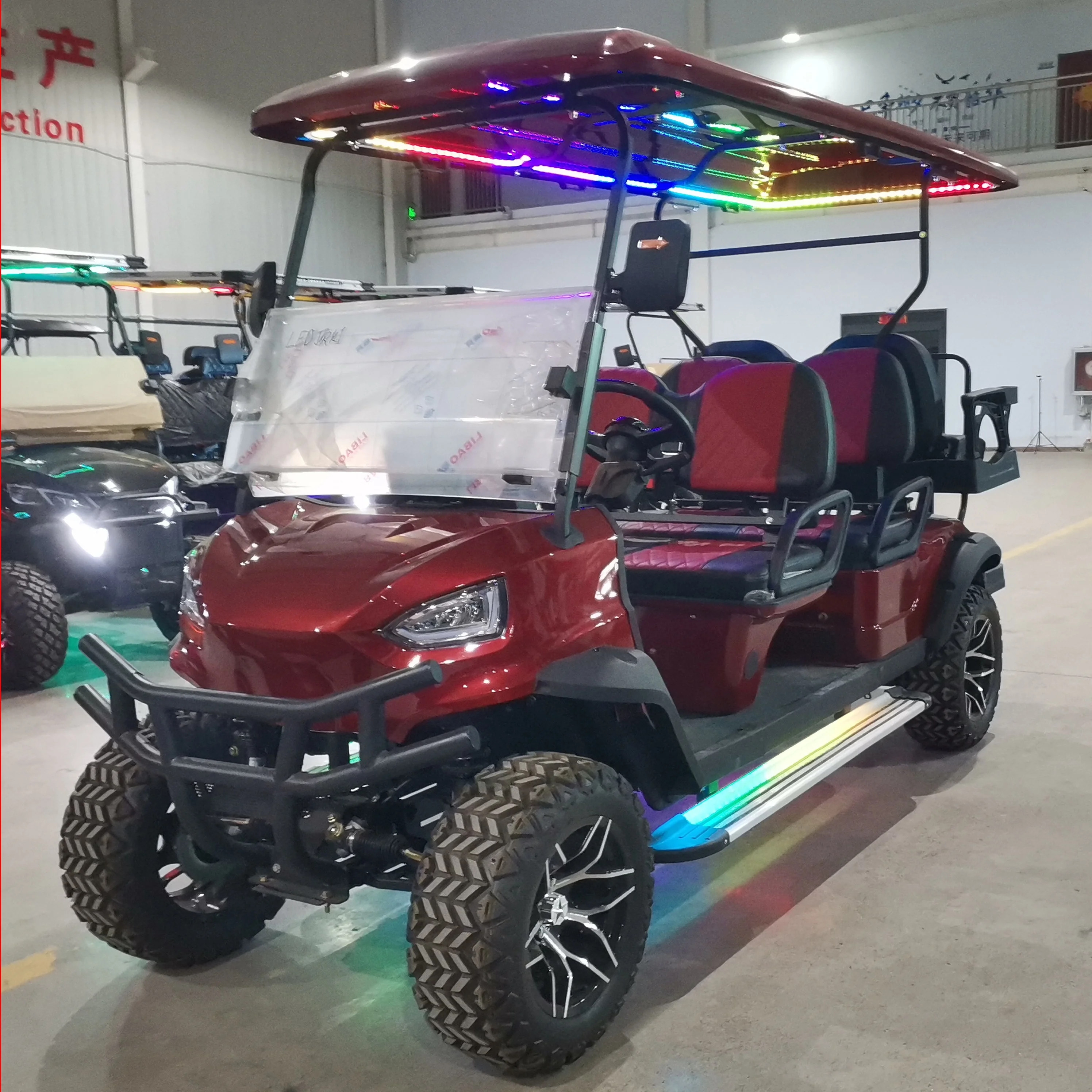 Red New Model Custom Electric Vehicle Utility Off-road lithium battery cool street Legal Golf Carts buggy