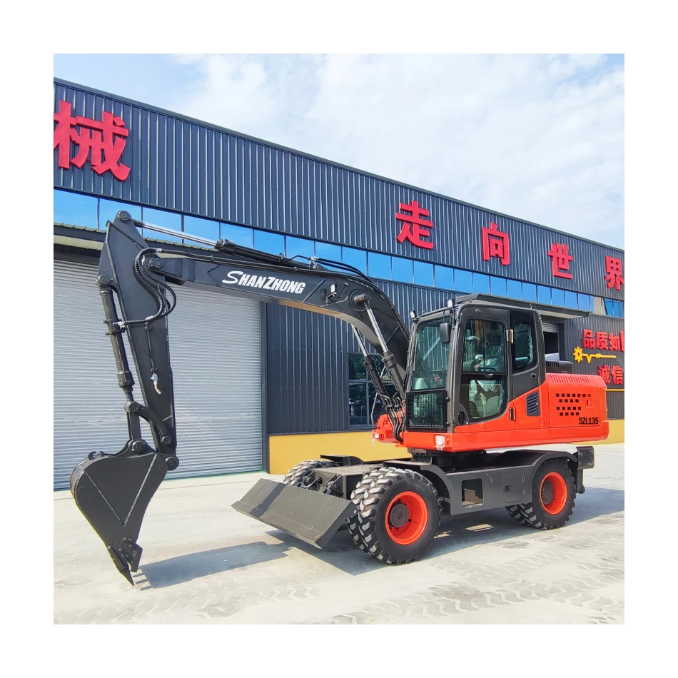 Factory sales directly Shanzhong Brand 13ton SZL135 Hydraulic Wheel Excavator with CE